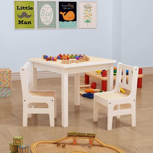 Kids wood table - with, chairs