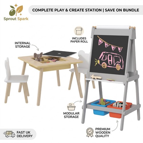 Kids wooden table chairs set - table,